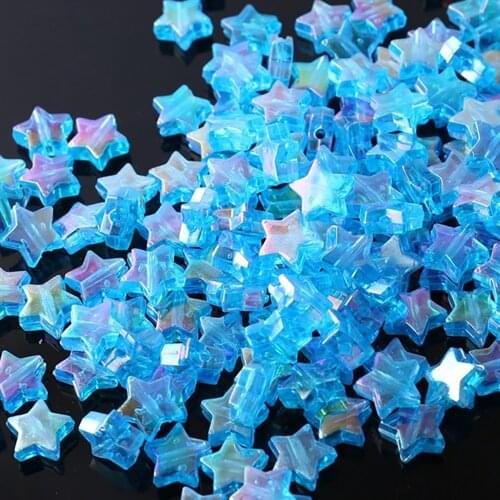 100pcsTransparent AB Color Five-pointed Star Acrylic Beads Loose Spacer Beads for Jewelry Making DIY Bracelet Accessories