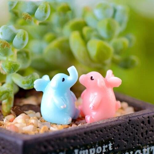 2PCS Kawaii Elephant Figurine Wedding Decoration Miniature Fairy Garden Ornaments Resin Craft Animals Statue Toys
