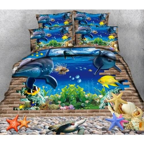 3D Bedding Set Bedsheet Duvet Bed Cover Pillowcase Twin King Queen Bed Linen Textiles Drop Ship Kids Room Seabed Pattern