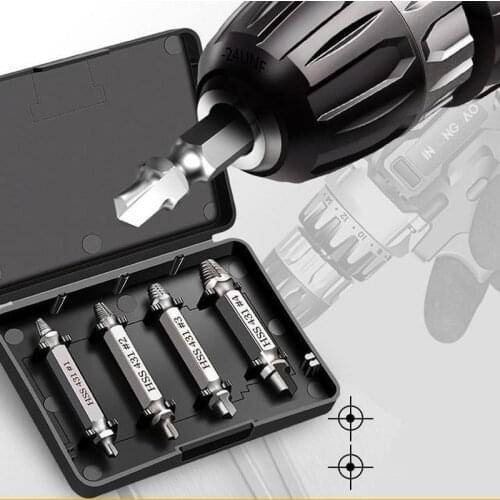 4PCS Feeon ®Biservice Screw Remover Mintiml™ Screw Extractor Drill Bit Extractor Drill Set DropShipping