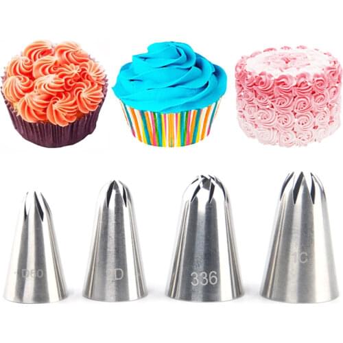 4pcs pastry tips cream stainless steel nozzle set piping icing cake decorating sugarcraft fondant tools