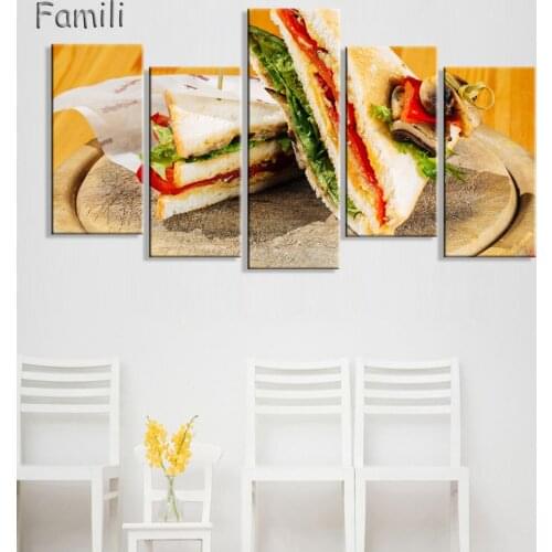 5Panel Pizza With Tomatoes And Leaves Wall Art Painting The Picture Print On Canvas Food Pictures For Kitchen Decor Decoration