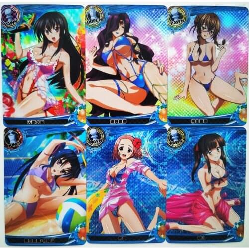 9pcs/set High School DxD Himejima Akeno Rias Gremory Swimsuit Bikini Sexy Girls Hobby Collectibles Game Anime Collection Cards