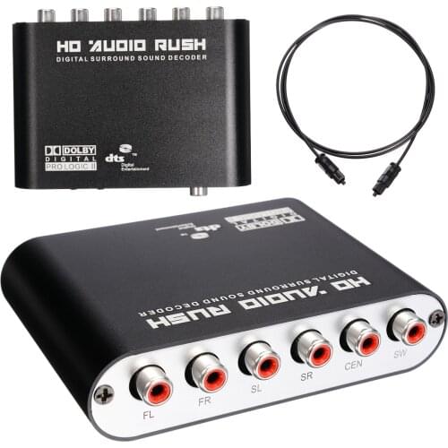 AC3 DTS stereo(R/L) to 5.1 Channel Digital Audio Sound Decoder Optical SPDIF Coaxial Digital to Analog 6 RCA Converter for DVD