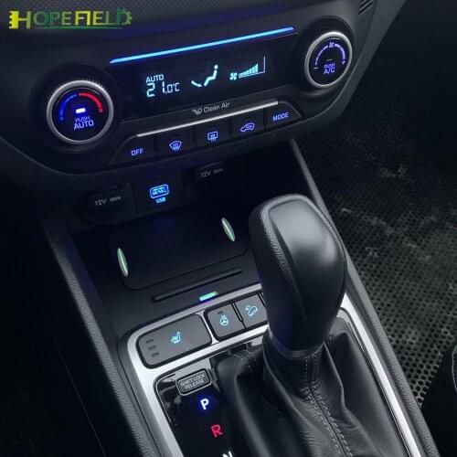 Car qi wireless charger for Hyundai Creta 2020 Cantus 2018 cordless charging panel phone holder for iphone 11 quick charge board