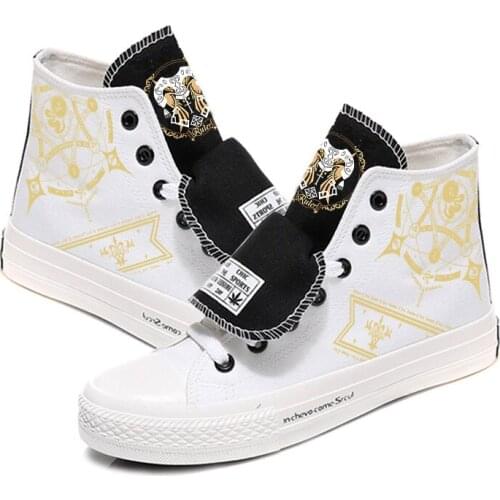 White Canvas Shoes Anime Fate Printing Cosplay Men/Women flats lovers Breathable Keep Warm Shoes for Teens