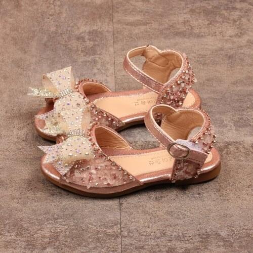 Sandals Girls Princess Shoes Infant Kids Baby Girls Pearl Crystal Bling Bowknot Single Princess Shoes Sandals Shoes Kids Zapatos