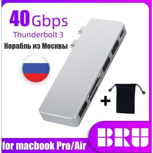 BRU USB Type-C hub Thunderbolt 3 usb c hub macbook Pro/Air 2020 usb 3.0 usb c adapter TF SD Reader Slot PD3.0 type c to usb hub
