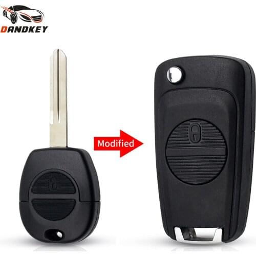 Dandkey 2 Buttons Flip Modified Auto Car Key Shell Fob For Nissan Micra Almera Primera X-Trail Replacement Remote Key Cover Case