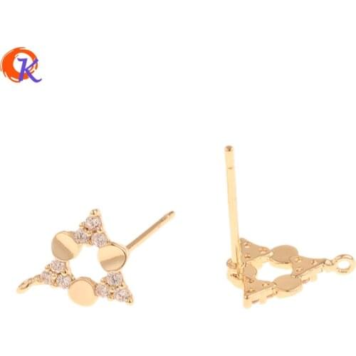 Cordial Design 30Pcs 8*11MM Jewelry Accessories/Hand Made/DIY Earrings Making/Genuine Gold Plating/CZ Rhinestone Earrings Stud