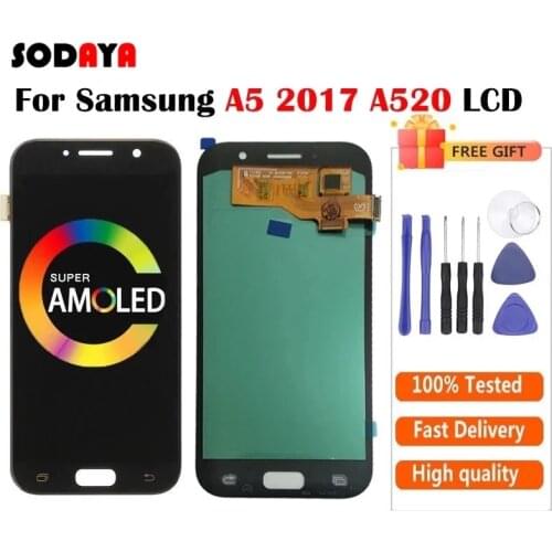 AMOLED For Samsung Galaxy A5 2017 Display A520 A520F SM-A520F LCD Display + Touch Screen Digitizer Assembly Free Shipping