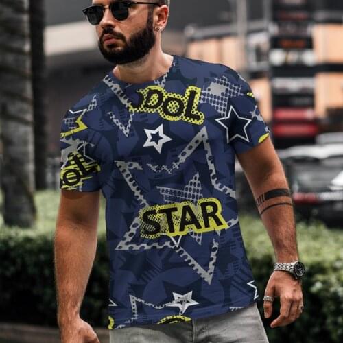 Summer best-selling oversized loose mens T-shirt short-sleeved graffiti printing O-neck mens T-shirt