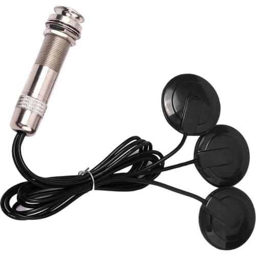 Guitar Pickup Piezo Contact Microphone Pickup 3 Transducer Pickup System for Acoustic 6.35mm Jack (Black)