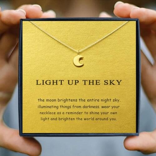 IcareU Sailor Moon Pendant Necklace Light Up The Sky Wedding Gift Box Alloy Clavicle Short Chain Make A Wish Card New Arrival
