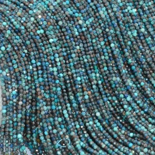 Natural Nice Color / Veins Chrysocolla Faceted Round Beads 2mm