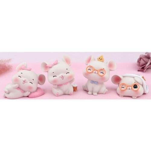 Little Mouse Ornament Small Car Figurine Crafts Cute Animals Rat Statue Figurine Gift Miniatures Children Toy Home Decoration