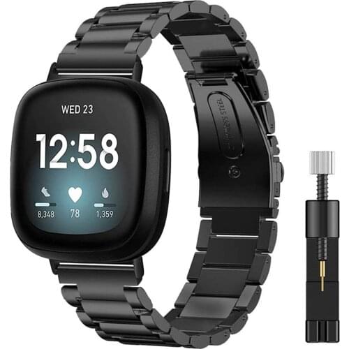 Metal Strap for Fitbit Versa 3 Band Business Stainless Steel Replacement Loop Bracelet for Fitbit Versa3 Smartwatch Wristband