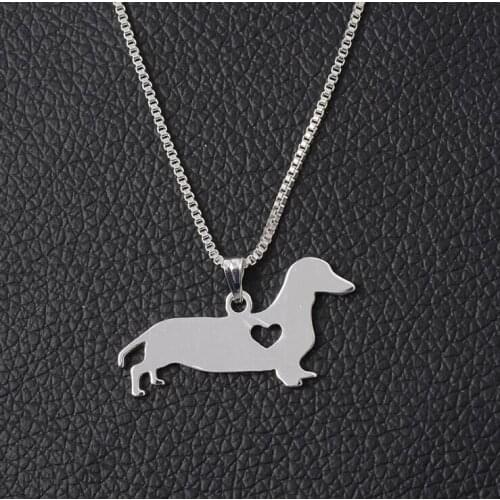 Cute Heart Love Dachshund Dog Memorial Gift Puppy Doggy Pet Lover Gifts Pendant Necklace