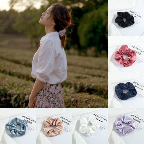 Fashion Satin Solid Color Elastic Hair Bands Women Girls Elegant Hair Tie Headwear High Quality Hair Accessories Ponytail Holder