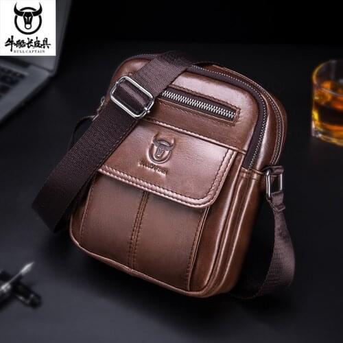 Mens Genuine Leather Vintage Messenger Bag cow leather male Casual multifunction Small Crossbody bag hangbag man Shoulder Bags