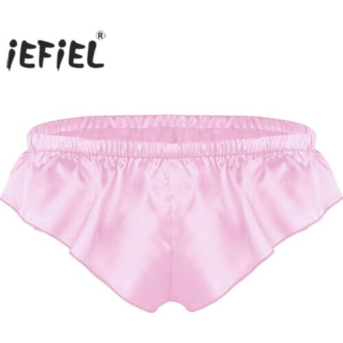 Mens Underwear Sexy Lingerie Night Sissy Party Panties Shiny Soft High Cut Solid Color Bikini Briefs String Homme Underwear