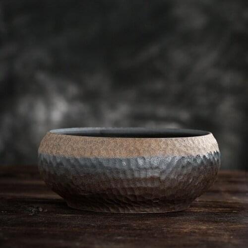 Ancient Early Burning Hammer Pattern Coarse Pottery Tea Basin Large Ceramic Cup Wash Tea Basin Jianshui Tea Leaf Tea Set Sitee