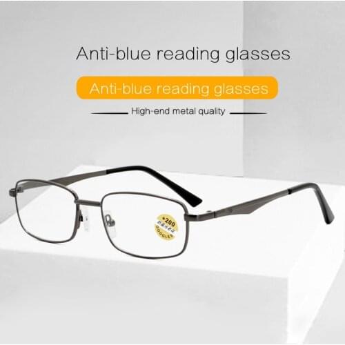 Fashion Anti-blue Light Reading Glasses Women Men Retro Metal Frame Transparent Hyperopia Glasses +1.0+1.5+2.0+2.5+3.0+3.5+4.0