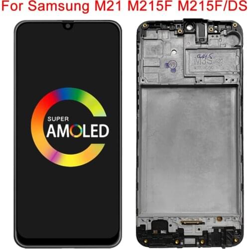 Original M21 LCD For Samsung Galaxy M215 M215F Display With Frame 6.4" M21 2020 SM-M215F/DS LCD Touch Screen Digitizer Parts