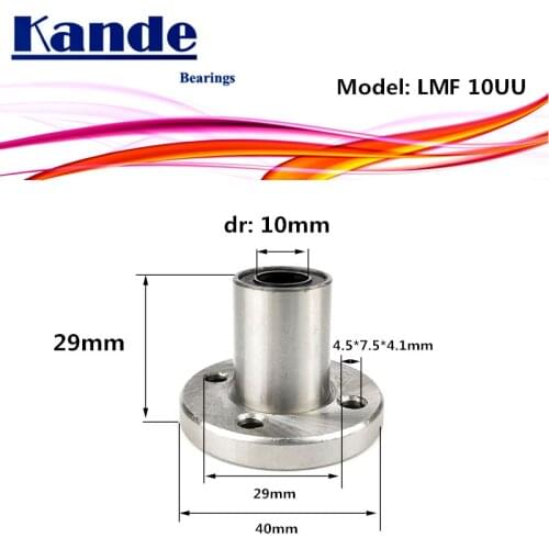 LMF10 UU 1pcs/lot LMF10UU Round Flange Linear Ball Bearing 10mm LMF10 For 3D printer SMF10UU Kande Bearings