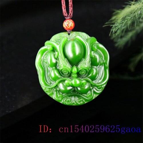 Green Jade Dragon Pendant Natural Gifts Fashion Necklace Carved Jewelry Jadeite Amulet Chinese Charm