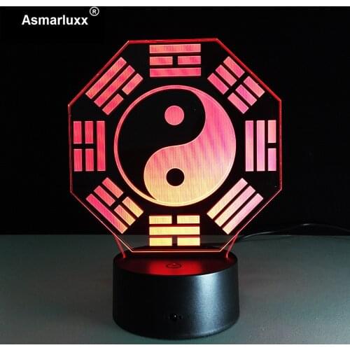 Prediction Feng Shui Taiji Bagua Lamp Yin Yang Tai Chi Acht Trigramme Trigram Night Light Home Office Table Lamp Culture Gift