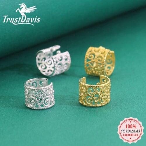 Trustdavis Genuine 925 Sterling Silver Sweet Hollow Out Ear Cuff Clip on Earring For Women Piercing Earing Jewelry Gift DA1034