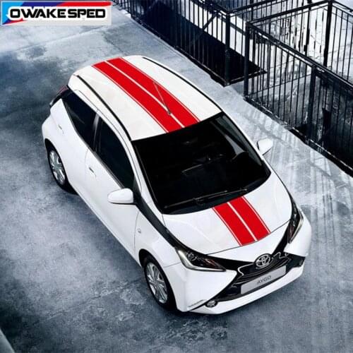 1 set Car Hood Roof Tail Sticker Racing Sport Stripes Auto Whole Body Vinyl Decals For Toyota AYGO Exterior Accessories
