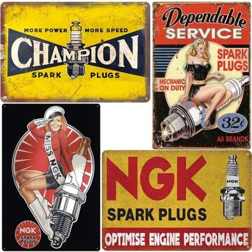 Spark Plug Service Sale Vintage Plaque Garage Metal Tin Signs Pub Bar Repair Shop Wall Decoration Art Poster 20*30cm