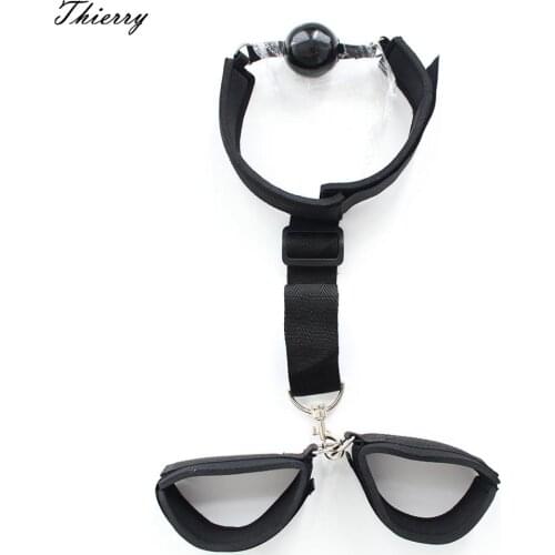 Thierry HandCuffs with Open Mouth Gag Ball for Sex Adult Games, wrist cuffs Sex Toys For Couples Sex products Restraints Bondage