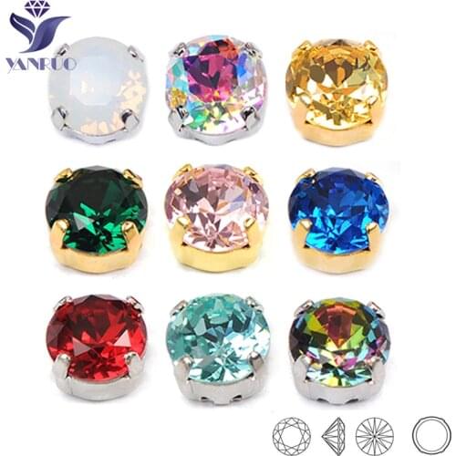 YANRUO 1357 Brilliant Cut K9 Crystal Sewing Rhinestones Sew On Stones With High Claw Setting Needlework Crystals Dresses