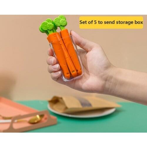 10/5PC Food Sealing Clip Cartoon Orange Carrot Shape Moisture-Proof Closure Clamp for Food Fresh Keeping Bag Clips Kitchen Items