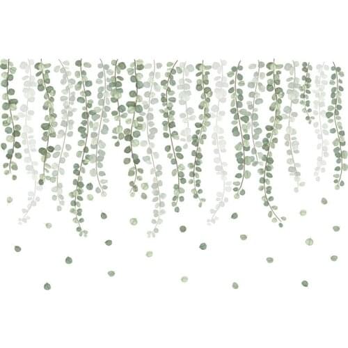 Green Plants Eucalyptus Vine Leaves Wall Decal Removable Watercolor Wall Decor Wall Sticker for Home Decor Living Room