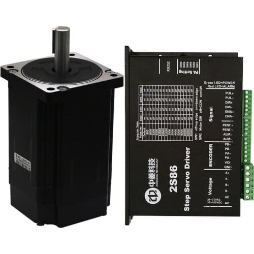 ZLTECH Nema 34 86mm 8.5N.m 7A DC 36V 48V AC 27V-75V closed loop stepper stepping motor and driver kit for CNC engraver Medical