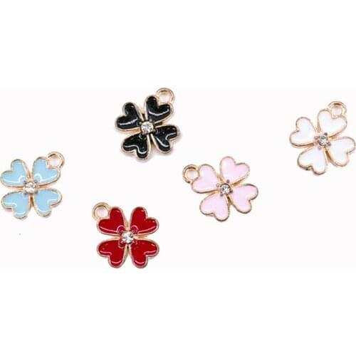20pcs/Lot Clover 12.7*15.5mm Diy Design for Jewelry Making Earring Bracelet or Necklace Handmade Enamel Charms