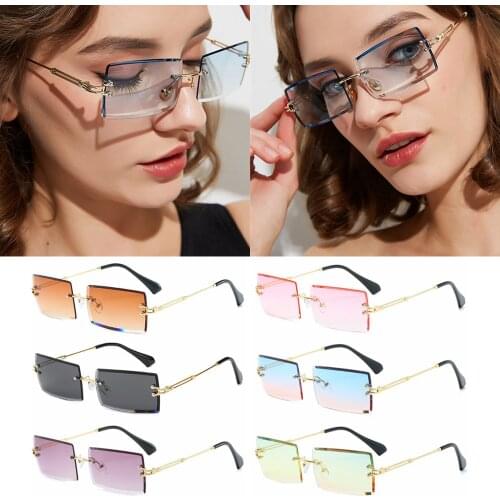 2020 Fashion Summer Rimless Sunglasses Trendy Small Rectangle Sun Glasses Travel Style UV400 Shades Eyewear for Men and Women