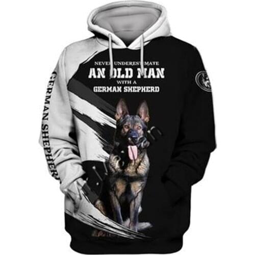2021 Fashion Animal German Shepherd Dog 3D Printed Hoodie Men Women Ropa Casual Pet Dog Designs Hooded Coat Drop Shipping QW-026