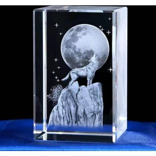 3D Carved Crystal Animal Crocodile buffalo Wolf Crafts Glass Ornaments Figurines Wedding Party Gifts Home Decor