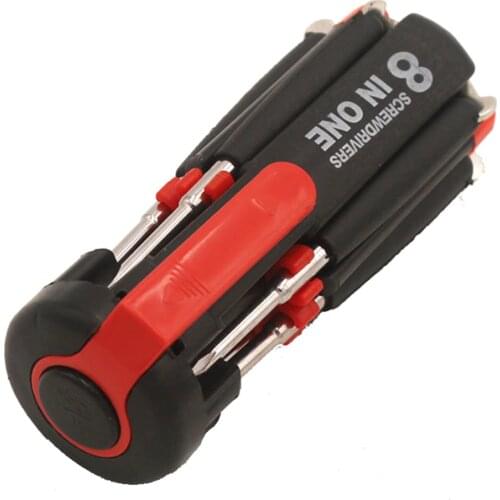 8 in 1 Multi Portable Screwdriver with LED Torch Repair Light Up Multi-functional Integrated Flashlight Tool Set