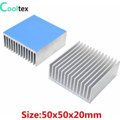 2pcs Aluminum Heatsink 50x50x20mm Heat Sink Cooler Radiator For Electronic Chip LED PCB Cooling With Thermal Conductive Tape