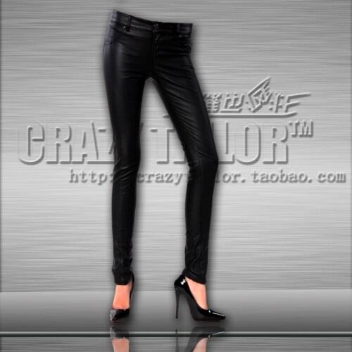 Free Shipping Womens Brand Fashion Leather Pants Female Trousers Tight Autumn Dull Skinny Pencil Pants Leather Trousers / S-xl