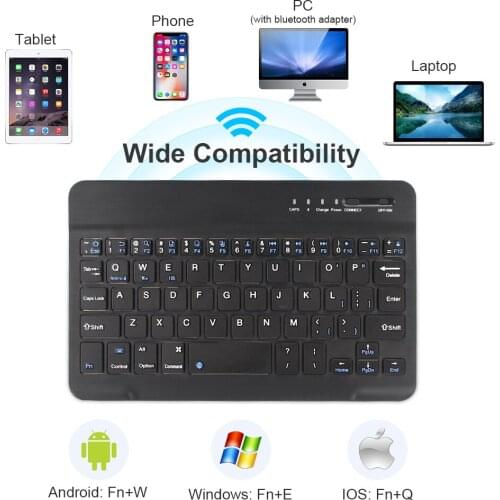 Mini Wireless Keyboard Bluetooth Keyboard For ipad Phone Tablet Rubber keycaps Rechargeable keyboard For Android ios Windows