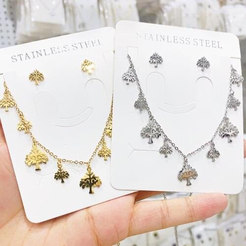 Fashion Tree of Life Silver Color Chain Necklaces for Women Stainless Steel Chain Necklace Jewelry cadenas mujer