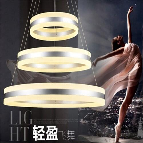 COOL 81W -100W Acrylic 3 Rings Contracted Creative Dining-room Atmosphere Circle Ring Bedroom Lamp Pendant Lamps 85-265V