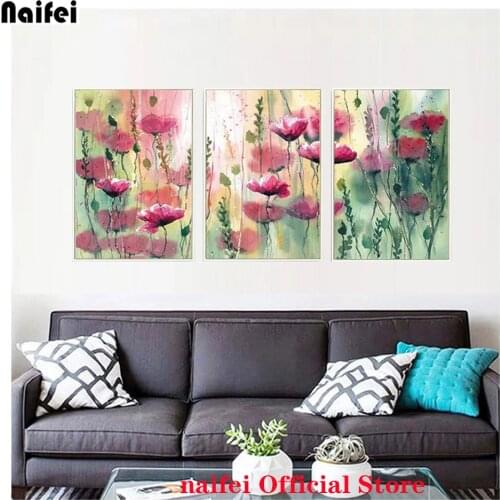 Multi-picture 5D DIY Diamond Painting Triptych 3pcs Diamond Painting Flower Diamond Mosaic Peony orchid Handmade Decoration Home